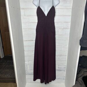 Laundry Shelli Segal‎ Womens Gown Burgundy Strappy Low Back Jersey Knit Size 4